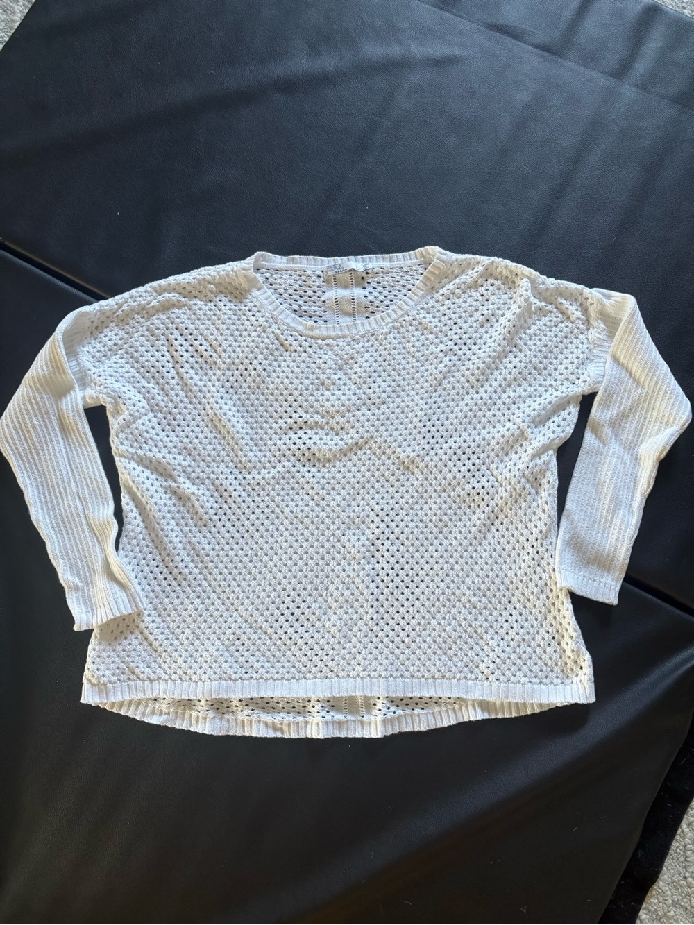 Prana White Open-Weave Crewneck Sweater